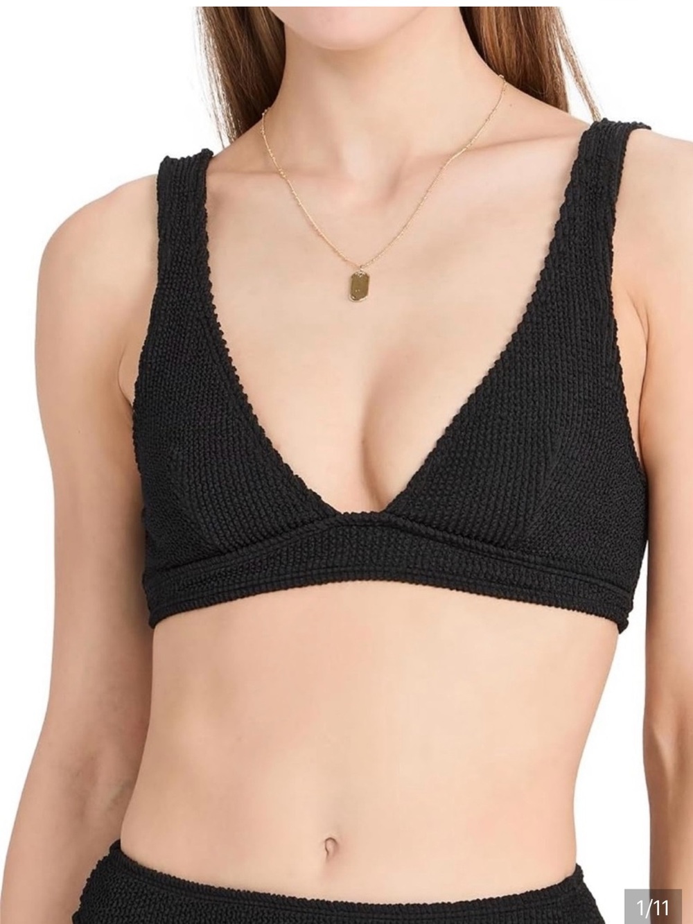 GOOD AMERICAN Black Always Fits Triangle Bikini Top Swim Bralette Large
